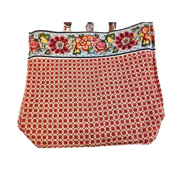 Vera Bradley Quilted Floral Tote Bag With Button Closure - Picture 11 of 14